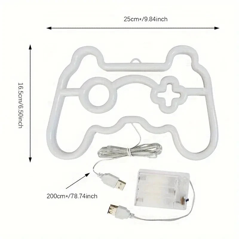 Gamepad neon neon for gaming room decoration, USB or battery powered gaming neon lamp, gaming LED night light wall decoration