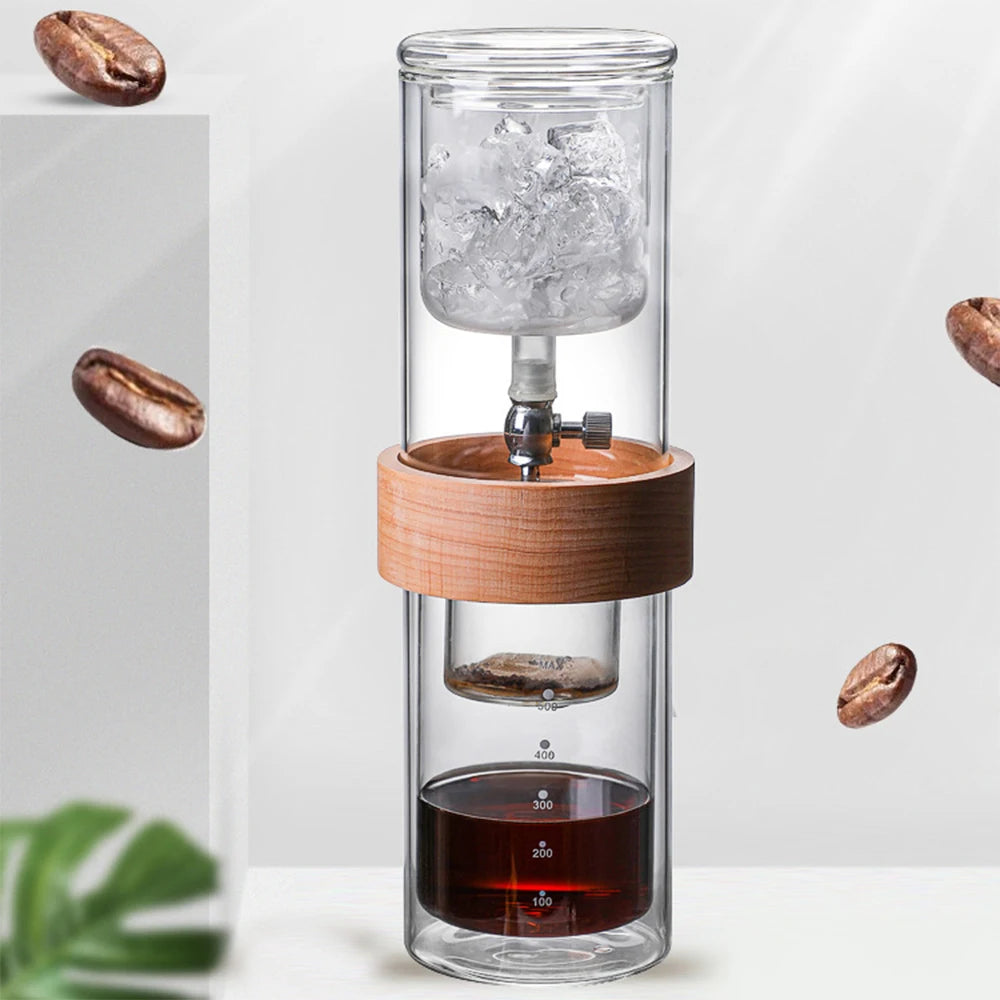 Glass Cold Brew Coffee Pot Glass Coffee Tools Double Layer Ice Drip Hand Brew Coffee Pot Set Barista Accessories
