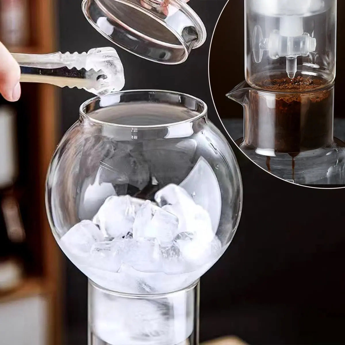 Ice Drip Coffee Maker,20oz Cold Brew Coffee Makers Pot, Filter Cold Brew Machine Borosilicate Glass Drip Barista Accessories