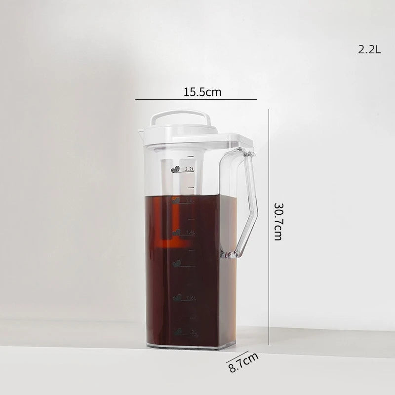 Large Capacity Plastic Cold Brew Coffee Pot For Iced Tea Steep Water Brewing Kitchen Equipment